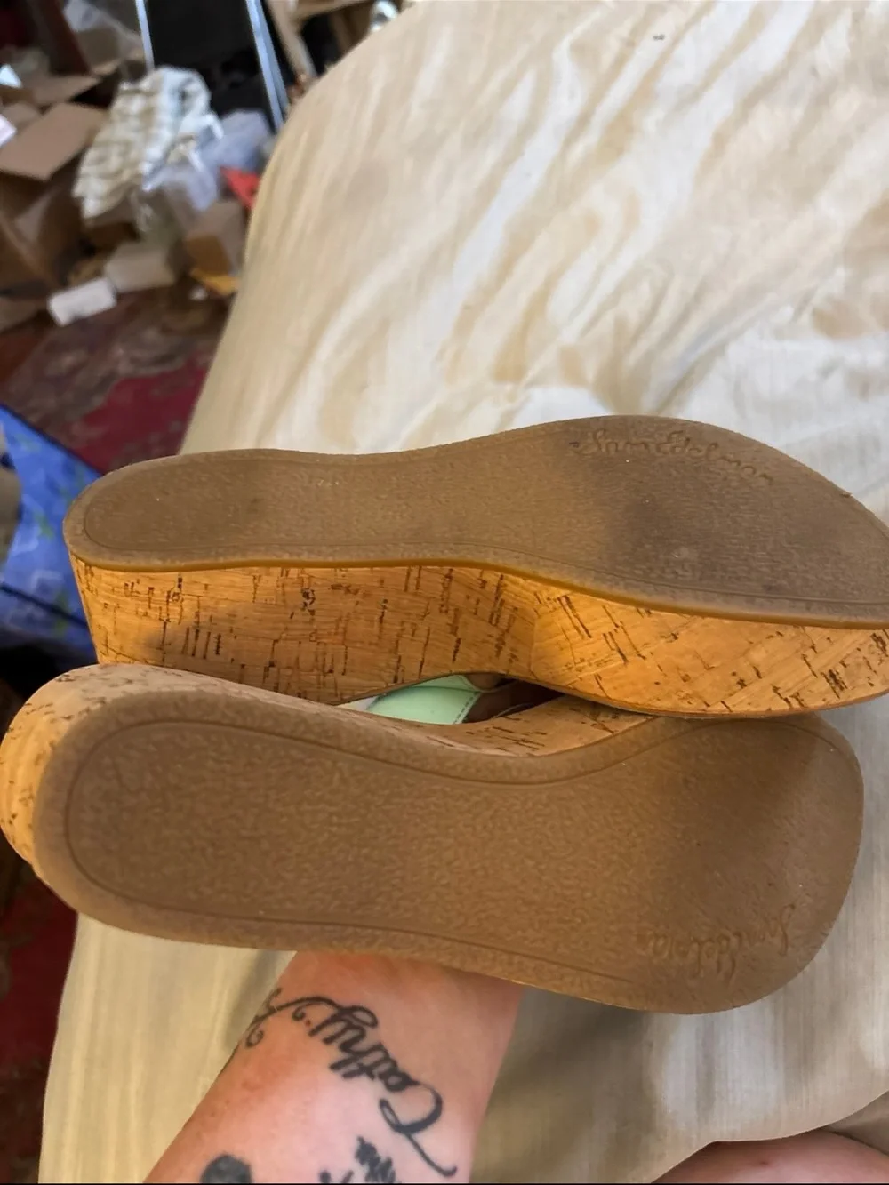 Sam Edelman Patent Mint Green Thong Wedge Sandals